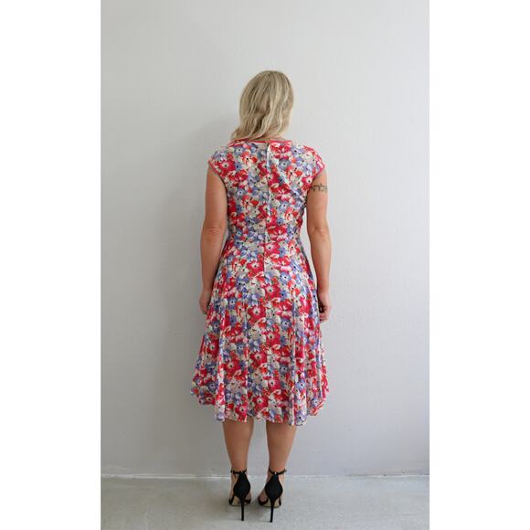 1990's Vintage Spring Selbone Florals Dress Women's XS SM ~ Feminine Day Midi - Picture 7 of 10